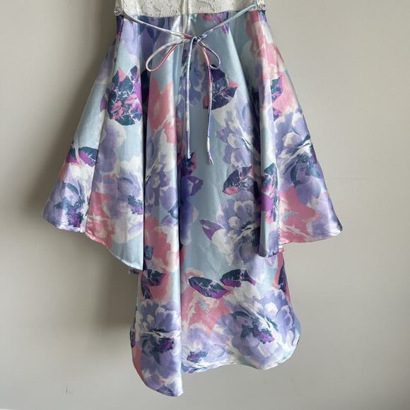 Speechless Girls 7 Formal Dance Pageant High Low Floral Lace Gown Dress - Picture 9 of 10